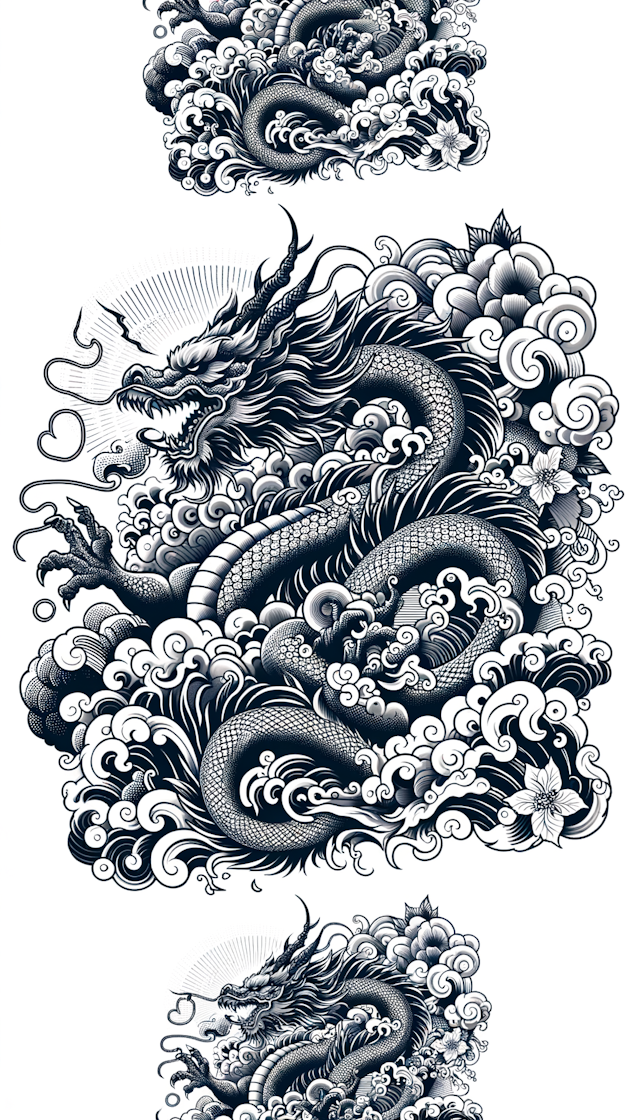 Irezumi tattoo, masterpiece, dragon, white background --no skin