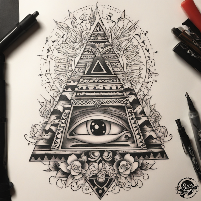 "New School Tattoo Style,Pyramid"