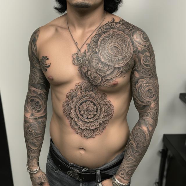 Ornamental Tattoo Style,Cesar and elizabeth arreola