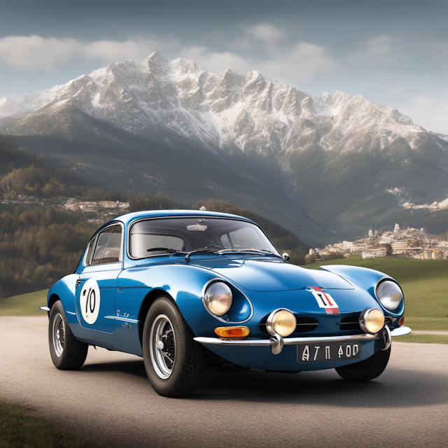 Old School Tattoo Style,A Alpine A110, winner of Monte Carlo Rally 70' in my 
leg twink. it should show a tattoo but like a draw in a epic style.