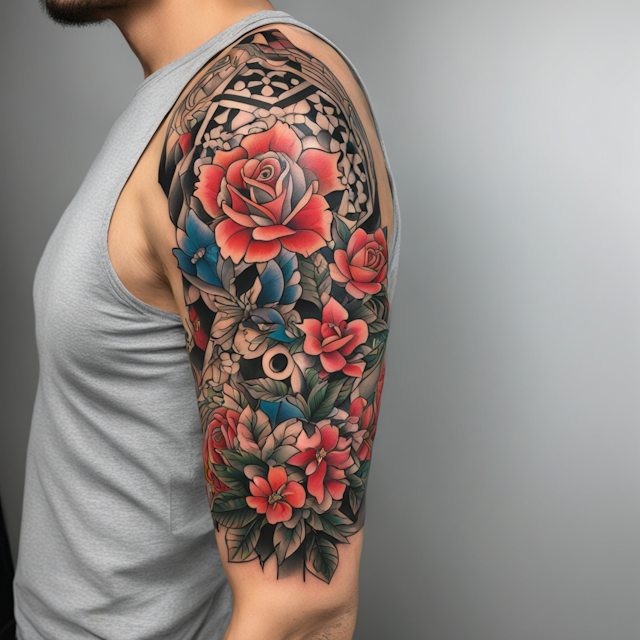 Neo Traditional Tattoo Style,patchwork tattoo sleeve