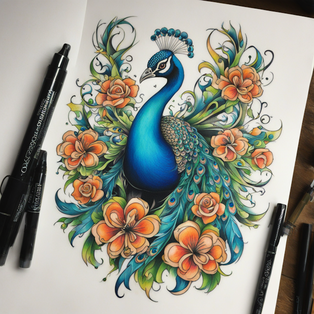 New School Tattoo Style,peacock