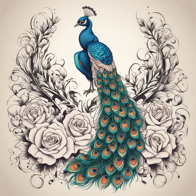 Neo Traditional Tattoo Style,peacock design