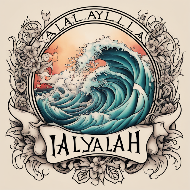 Neo Traditional Tattoo Style,Waves Aaliyah name combined