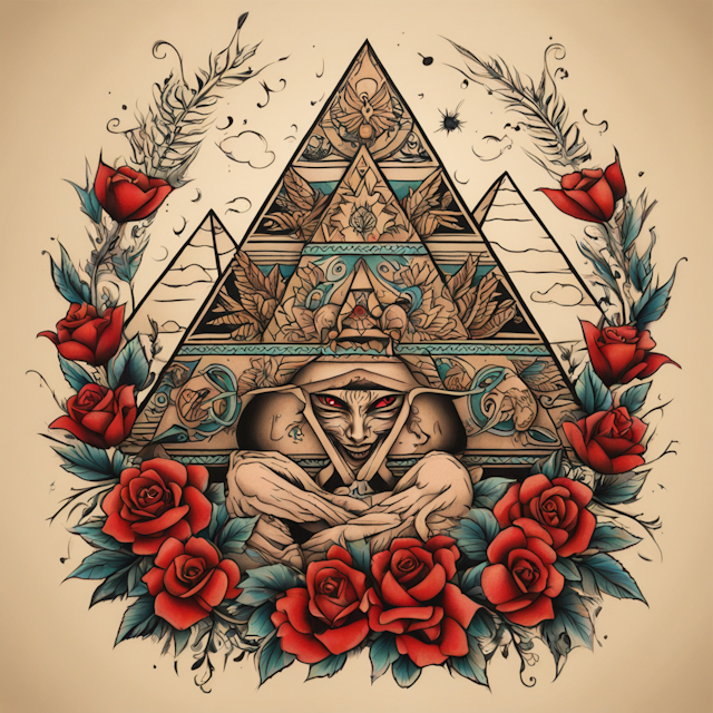 "Neo Traditional Tattoo Style,Pyramids"