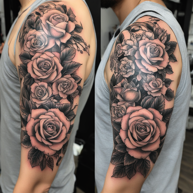 Irezumi Tattoo Style,Roses half sleeve