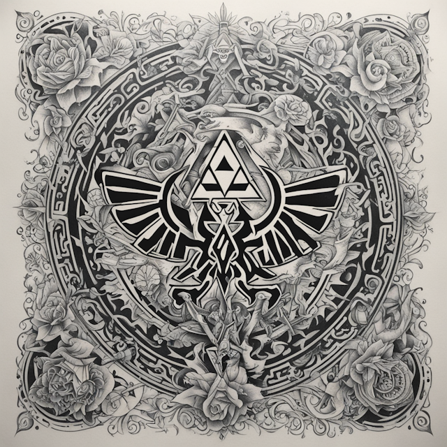 Black and Grey Tattoo Style,Legend of zelda