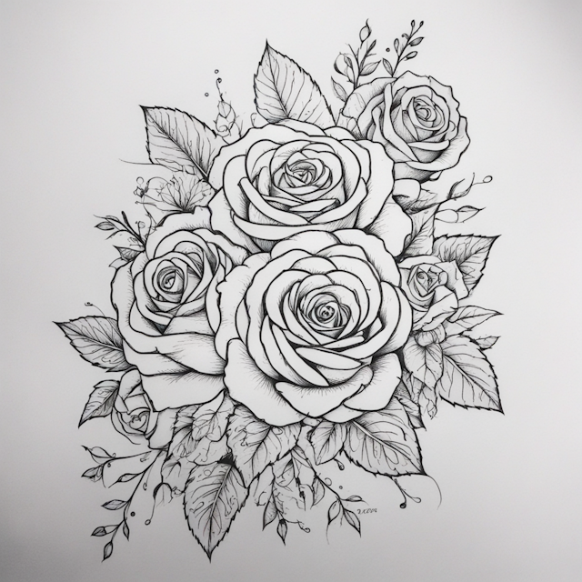 Line Tattoo Style,Roses half sleeve