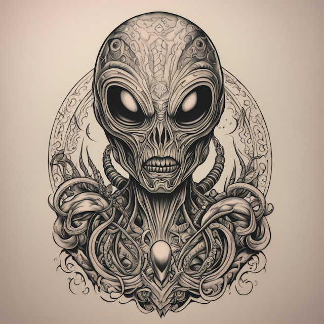 Neo Traditional Tattoo Style,Alien Long Shoreman