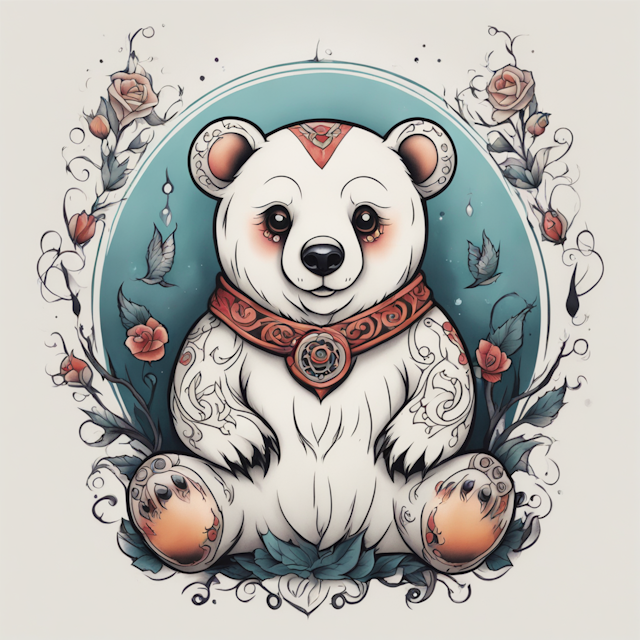 Neo Traditional Tattoo Style,Ghost bear cute