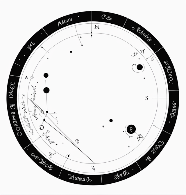 Line Tattoo Style,This is a natal chart. I will be adding someone else's chart on the other side. Please come up with a design.